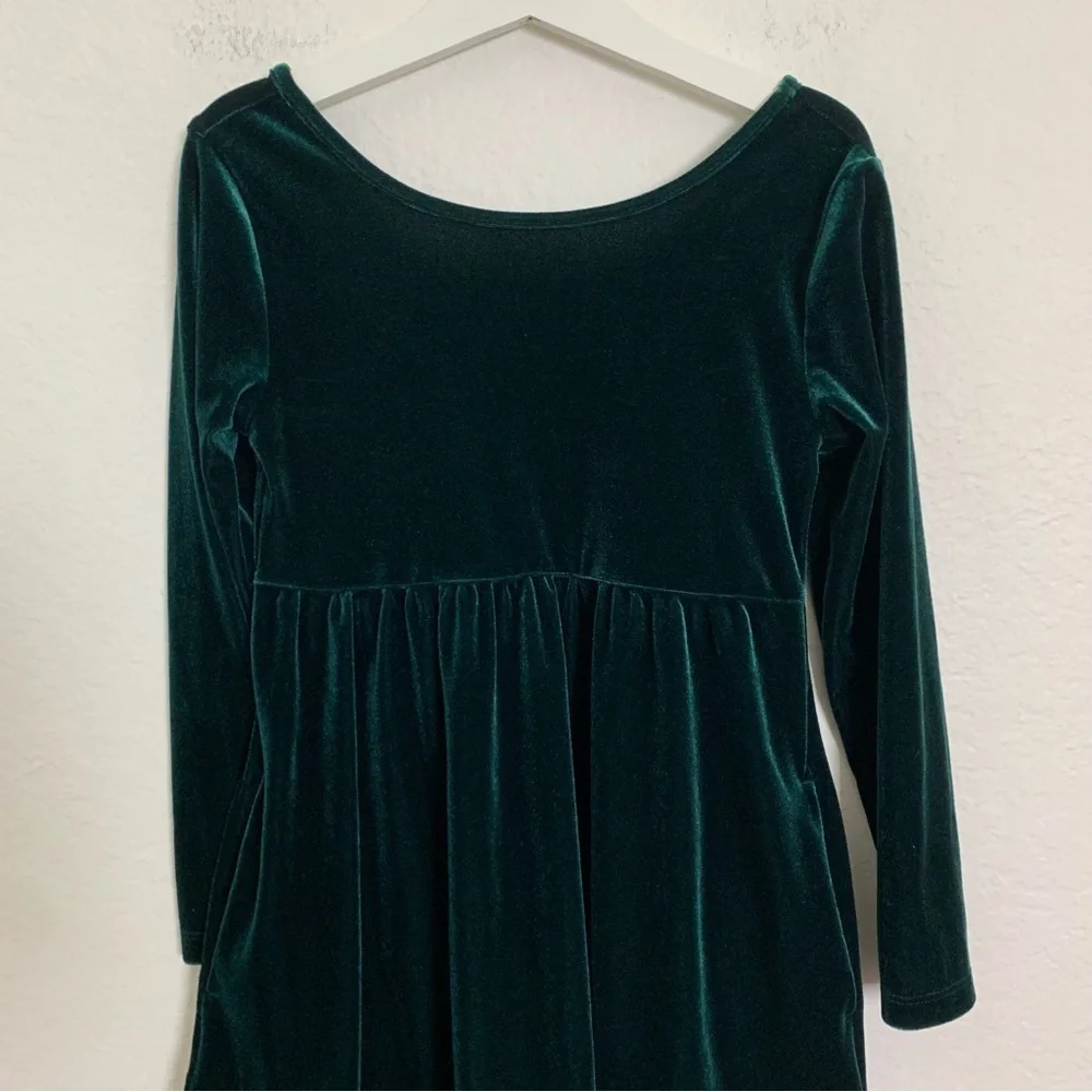Old Navy Green Velour Long Sleeve Dress Holiday Girl’s S (6-7) Stretch